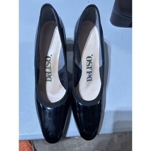 Vintage DeLISO Pumps Black Size 7 1/2 N AAA Heels Shoes